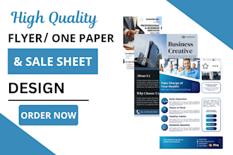 design business flyer, professional product sell sheet or one sheet