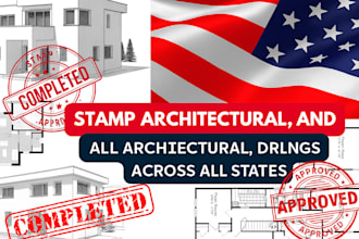 draw and stamp architectural, mep, and structural plans for permit