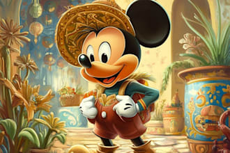 draw portrait in disney cartoon illustration for gift