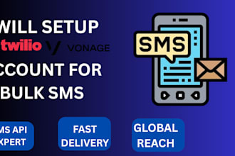 setup twilio vonage account for bulk SMS and SMS route