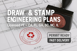 draw and stamp civil, structural engineering plans with licensed pe in USA