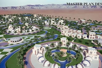 design 3d masterplan, town house design, city plan, masterplan layout