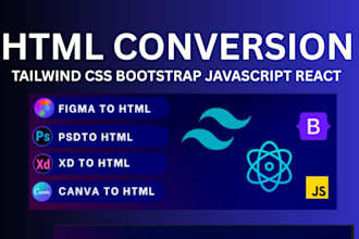 convert, canva, xd to responsive HTML, tailwind CSS bootstrap