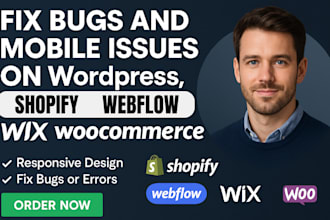 fix bugs and mobile issues on wordpress shopify webflow wix woocommerce websites