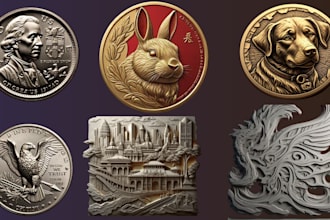 sculpt 3d bas relief 3d coin model cnc wall art wood engraving laser engrave stl