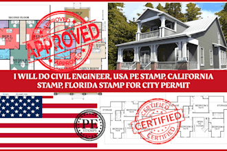 do architectural stamp, mep stamp, pe stamp, and seal for USA city permit