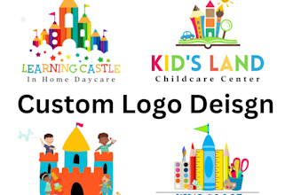 do modern kids children daycare childcare education learning and toyshop logo