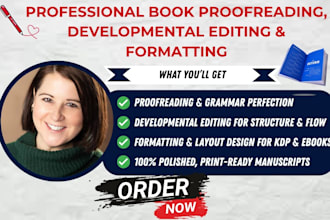 do book proofreading, developmental editing, formatting and layout design