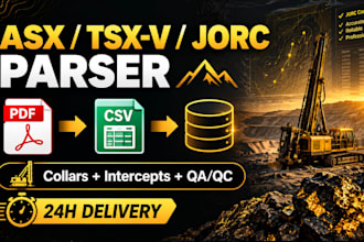 parse asx tsx jorc drilling pdfs into database ready CSV
