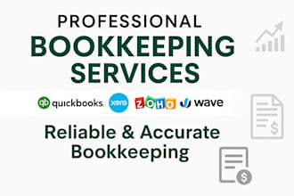 professional bookkeeping in quickbooks, xero, zoho books, or wave