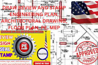 draw review and stamp engineering plan architectural drawing, floor plan, pe mep