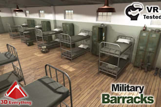 design 3d military barracks, 3d military office and photorealistic render