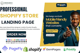 make shopify landing page design, fix shopify landing page, custom products