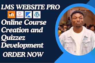 create online course quizz elearning lms website  moodle canvas learndash kajabi