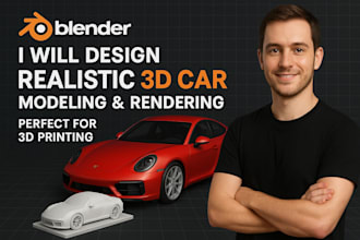 design realistic 3d car modeling and rendering in blender for 3d printing