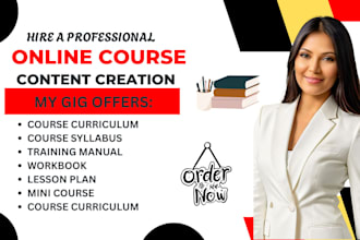 create online course content, syllabus, curriculum, ecourse, workbook, ppt slide