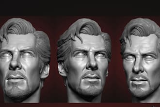 sculpt realistic 3d head, bust, statues, bust model, 3d face model for 3d print