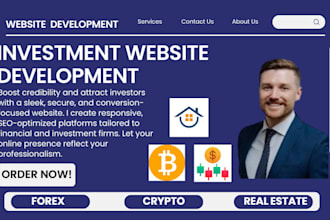 make a trading investment website for crypto real estate and forex trading setup
