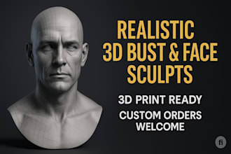sculpt realistic 3d head model, bust, face, and mask models for 3d printing