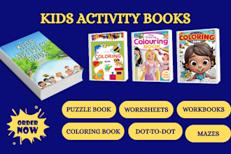 do coloring book cover and pages for kids activity books
