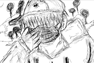create original character illustrations in digital or pencil style