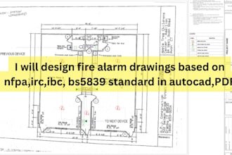 design fire alarm drawings based on nfpa,irc,ibc, bs5839 standard in autocad,PDF