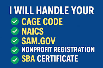 register your cage code, naics, sba, and nonprofit entity