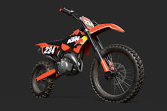 remodel 3d dirt bike,bodywork sculpture,3d handlebar,motorcycle muffler,tank,stl