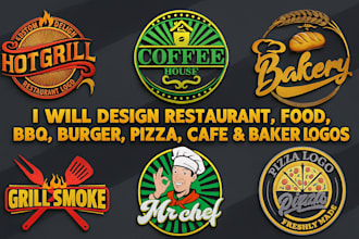 design caribbean BBQ, burger, catering, pizza, bakery chef restaurant logo