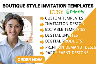 design etsy digital products for wedding invitation, flyer, greeting card