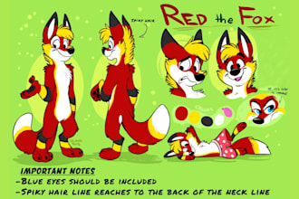 custom furry reference sheet, anthro oc fursona nsfw for fursuit design