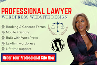 design a professional lawyer or law firm wordpress website with SEO and booking
