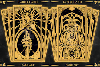 design custom tarot card tcg zodiac oracle deck or spiritual card illustrations
