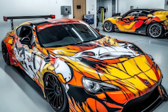 design a car wrap for racing and drift livery any style