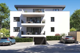 create  3d landscape, exterior rendering, front yard, backyard, villa landscape