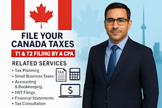 file canadian taxes t1 and t2, efile canada  corporate tax as CPA