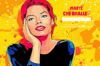 draw a professional pop art portrait