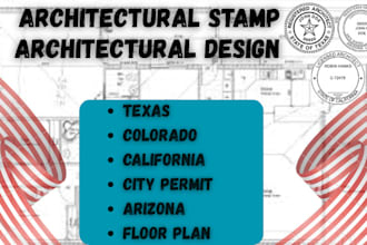 do architectural stamp floor plan, texas, arizona pe stamp for city permit