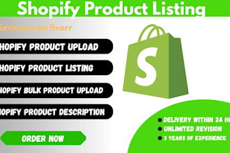 do shopify product upload, images editing and description