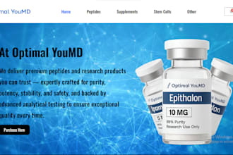 create peptides supplement website for nootropic, glp, steroid and label mockup