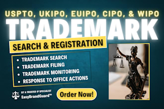 do a trademark registration and search uspto, ukipo, euipo, cipo and globally