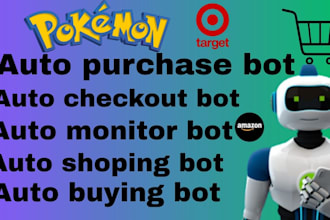 create checkout bot, pop mart bot, auto buying bot, pokemon card bot, and purch