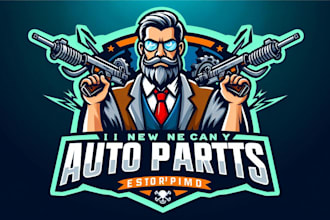 make an amazing auto parts sport mascot logo design in one day