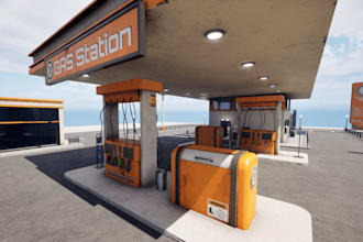 do a realistic 3d filling station, fuel station,  or gas station model