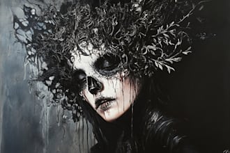 draw detailed dark, brutal, metal art illustration