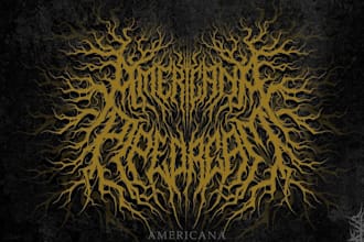 draw black brutal horror heavy, core death metal logo design for t shirt or band