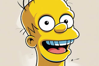 make best yellow cartoon character like simpson style