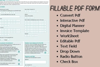 create fillable pdf, form, editable, interactive pdf ebook, workbook, planner