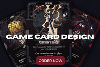 design card game, tarot card, tuck box, playing card, game board illustration