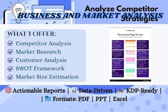 do competitor analysis, market and customer research, swot, market evaluation